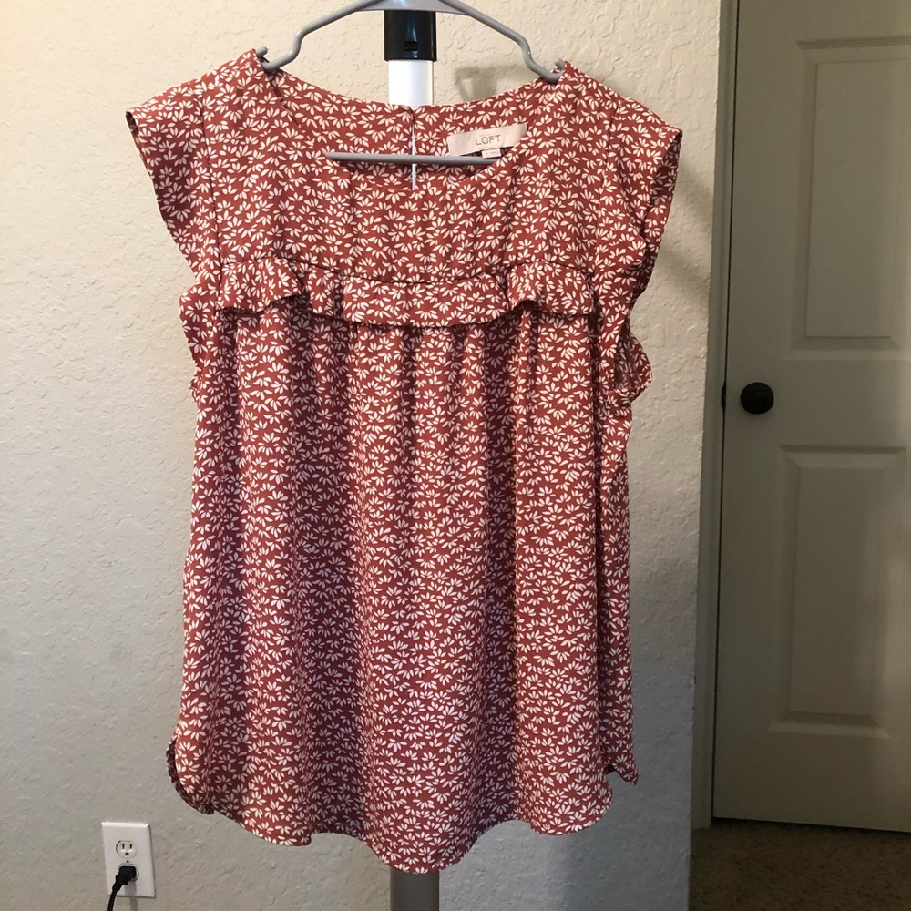 Orange-red Floral Top